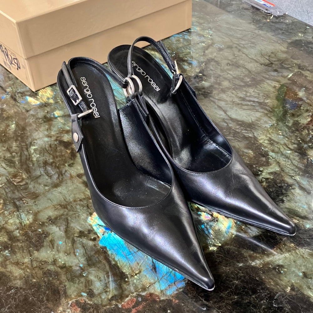 Sergio Rossi Black Stiletto Heels with Pointed Toe